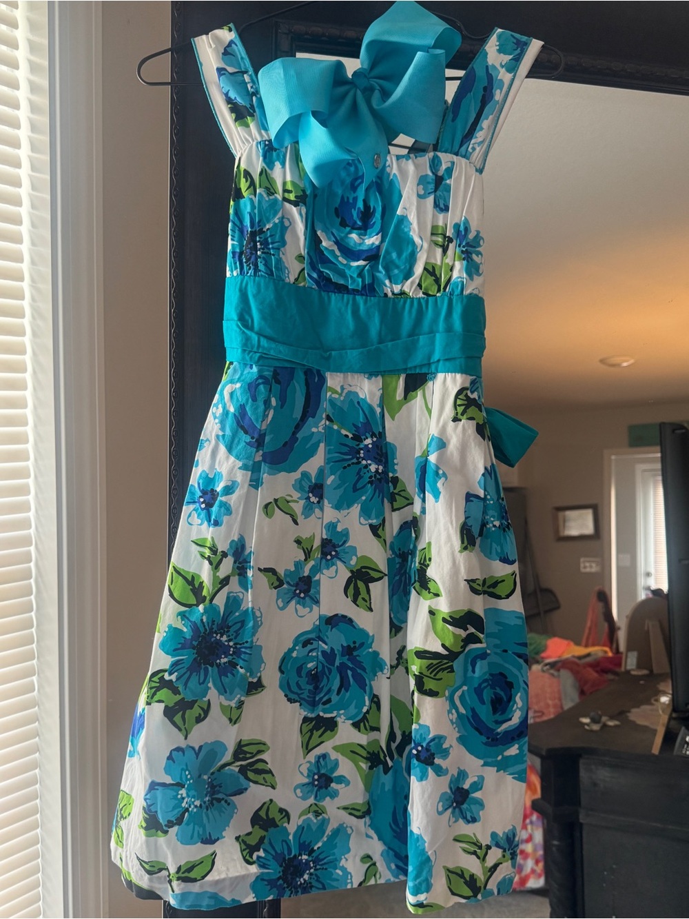 My Michelle Blue and White Floral Bow Sundress